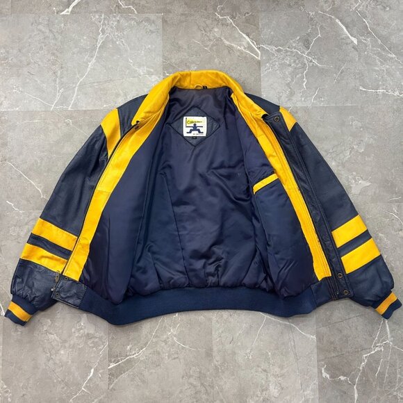 Vintage Notre Dame Leather Jacket Mens Large Bomber Fighting Irish Letterman - Picture 2 of 13